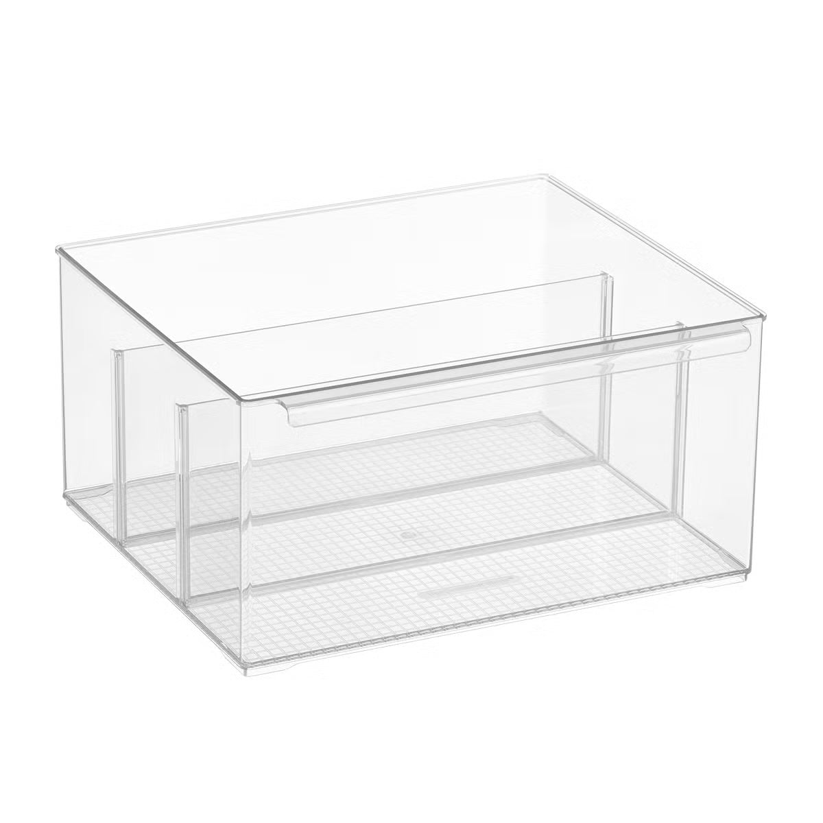 Cabinet & Shelf Depth Pantry Bin w/ Divider Clear (Everything Organizer)