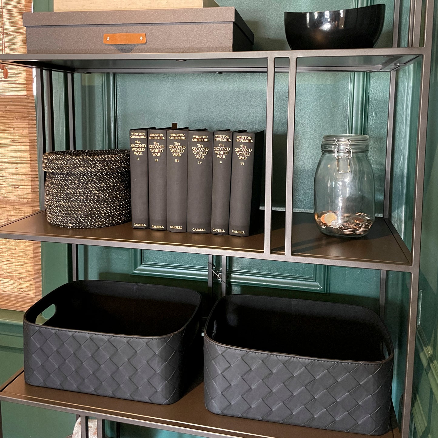 Leather Woven Bin