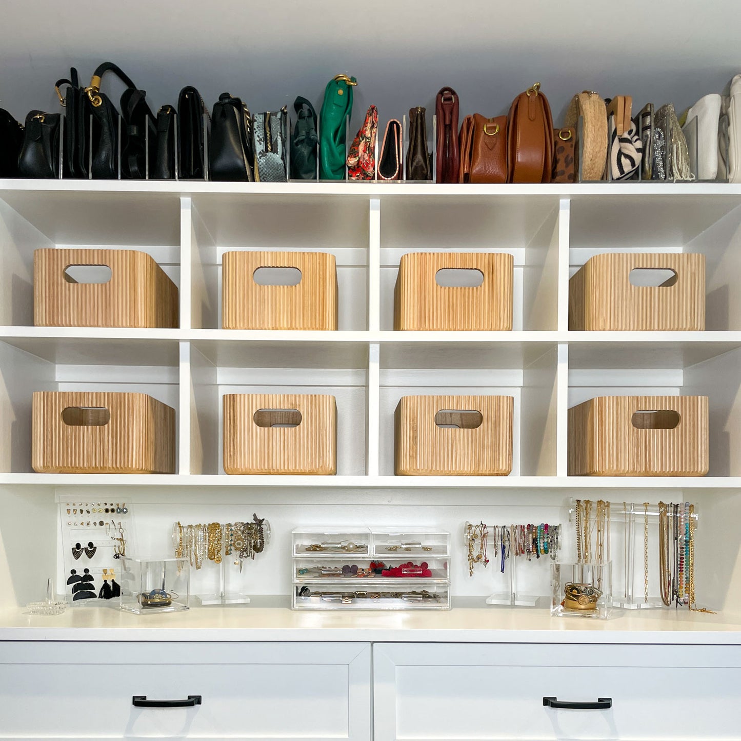 Wooden Ribbed Bins – Natural