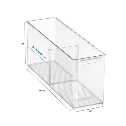 Cabinet & Shelf Depth Pantry Bin w/ Divider Clear (Everything Organizer)