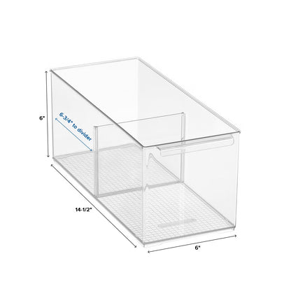 Cabinet & Shelf Depth Pantry Bin w/ Divider Clear (Everything Organizer)