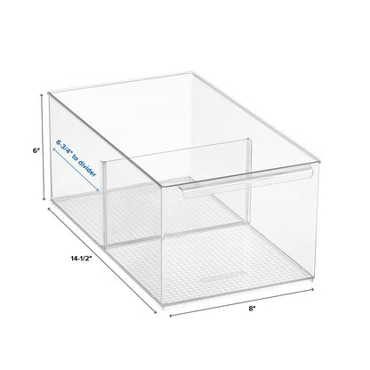 Cabinet & Shelf Depth Pantry Bin w/ Divider Clear (Everything Organizer)
