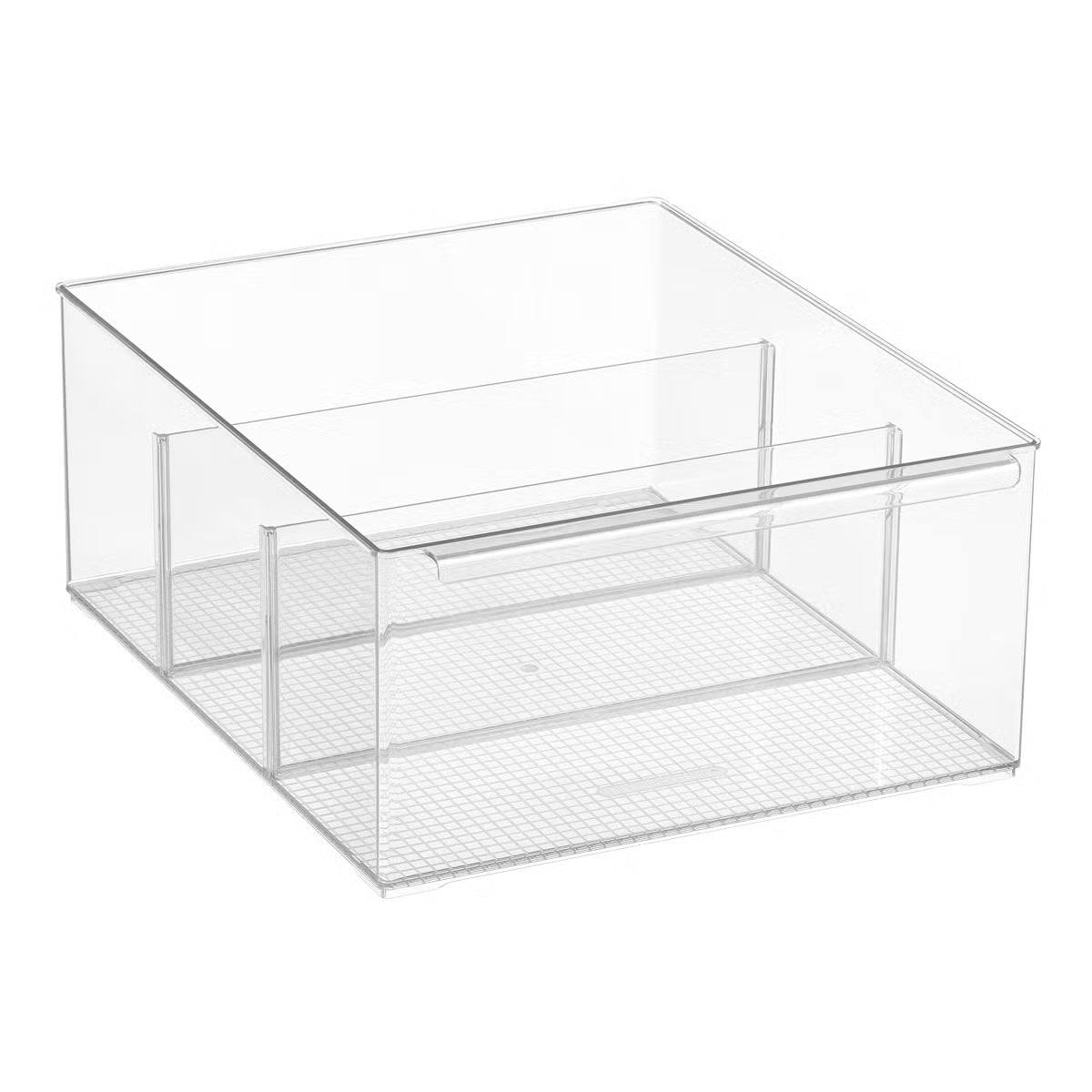 Cabinet & Shelf Depth Pantry Bin w/ Divider Clear (Everything Organizer)
