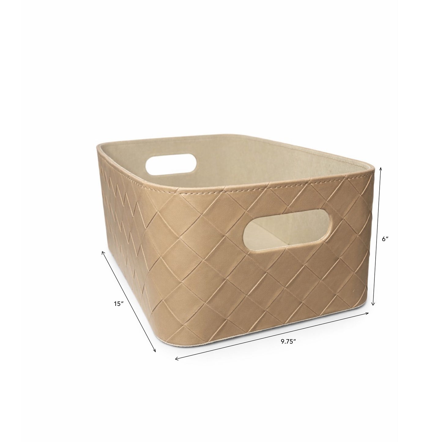 Leather Woven Bin (Sand)
