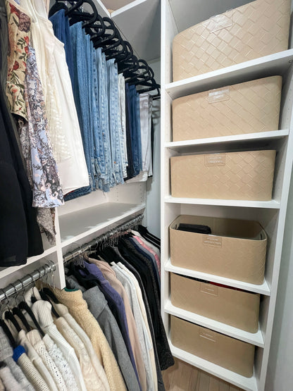 Leather Woven Bin (Sand)