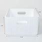 Wooden Ribbed Bins – White