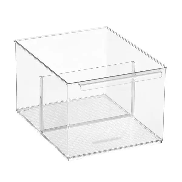 Everything Organizer Cabinet Depth Pantry Bin w/ Divider Clear