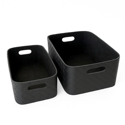 Leather Woven Bin (Black)