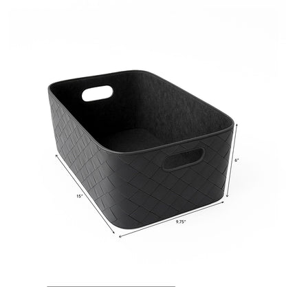 Leather Woven Bin (Black)