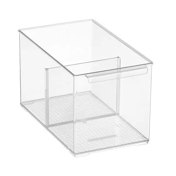 Everything Organizer Cabinet Depth Pantry Bin w/ Divider Clear