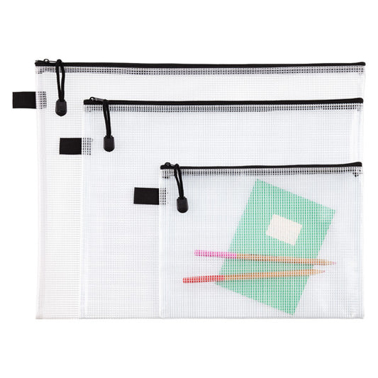 Zippered Vinyl & Mesh Pouch