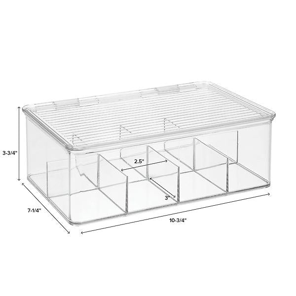 iDESIGN Linus Tea Storage Box w/ Lid Clear